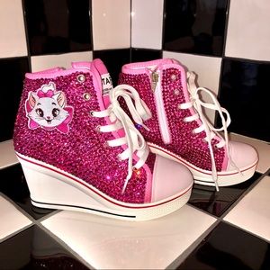 CUSTOM Disney Marie cat pink wedge heel sneakers